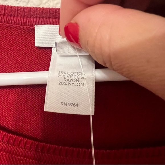 PETITE SMALL J Jill true Red Scoop Neck
Lightweight Ribbed Sides Sweater - Picture 9 of 16